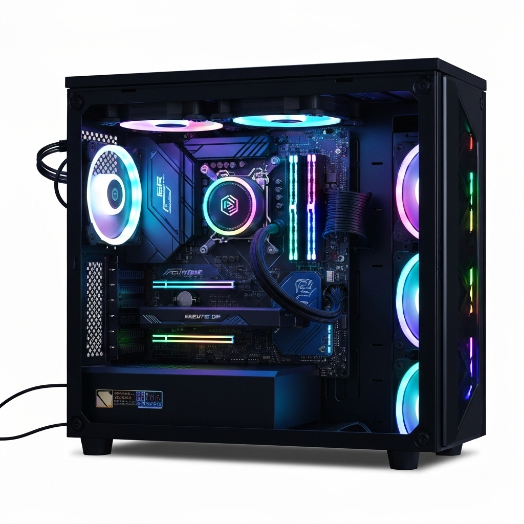 Professional gaming PC build with RGB lighting
